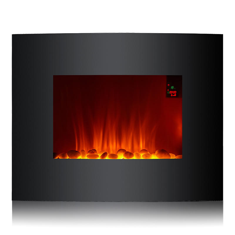 EF-11A 26’’ Curved Face Wall Mounted Fireplace, with Stone Ember Bed