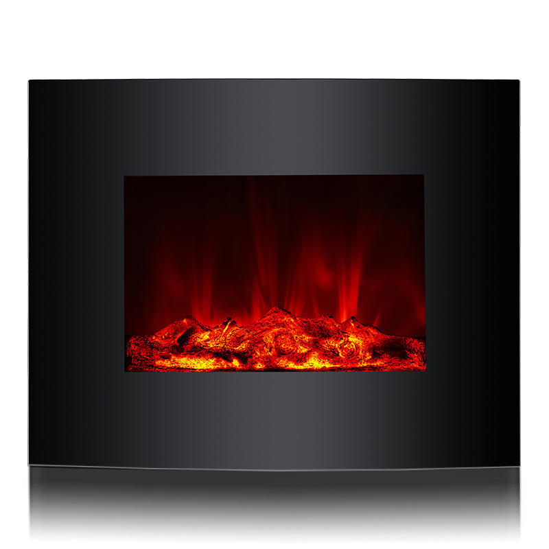 EF-11B 26''Curved Face Wall Mounted Fireplace, with Log Ember Bed