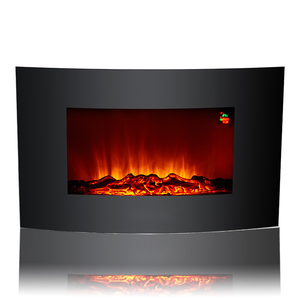 EF-14B 35’’ Curved Face Wall Mounted Fireplace, with Log Ember Bed